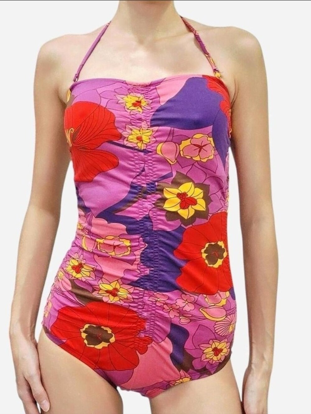 Vintage Jungle Gurl Free People Hawaiian Print Swimsuit Bodysuit Small